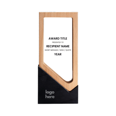 1.0 Main Custom Printed Wooden Crystal Trophy with Black Stone Merchlist Add Your Design or Logo to Custom Crystal Trophy