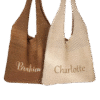 1. Main Custom Embroidered Crochet Beach Tote Bag Merchlist Print Your Name, Text or Logo on Crochet Tote Bag