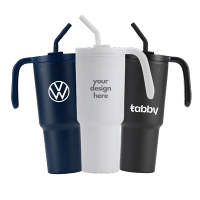 1. Main Custom Printed FORZA Sustainable Tumbler Merchlist Add Your Design or Logo to Custom Tumbler Bottle with Handle