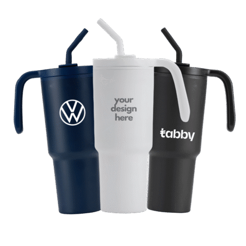 1. Main Custom Printed FORZA Sustainable Tumbler Merchlist Add Your Design or Logo to Custom Tumbler Bottle with Handle