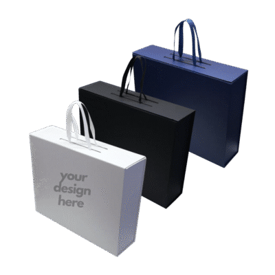 1.0 Main Custom Printed Foldable Gift Box with Magnetic Flap & Ribbon Handle Merchlist Add Your Design or Logo to Custom Foldable Gift Box