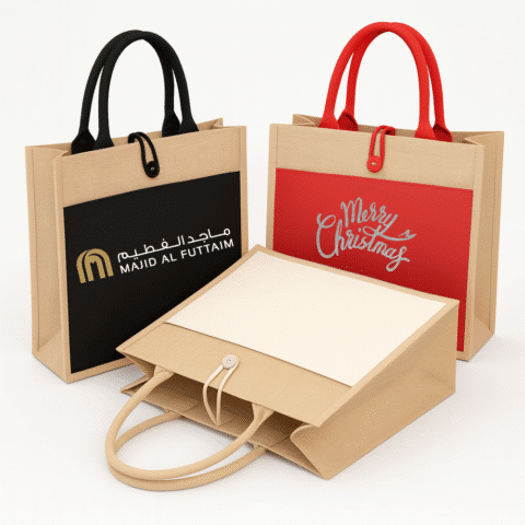 1. Main Custom Printed Jute Goodie Bag Merchlist Print Your Logo on Custom Personalized Jute Bags Goodie Bags Christmas Bags