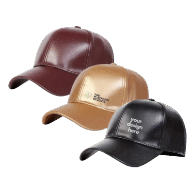 1.0 Main Custom Printed Leather Baseball Cap Add Your Design or Logo to Custom Leather Baseball Cap