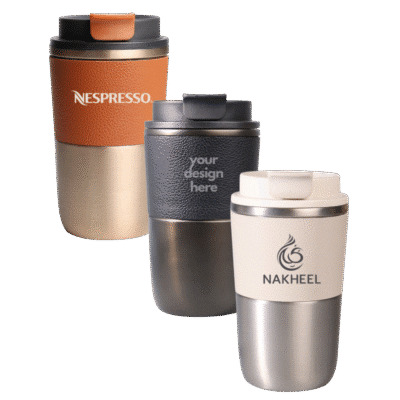 1. Main Custom Printed COZY Leather Tumbler Merchlist Print Your Logo on Custom Leather Bottle Tumbler