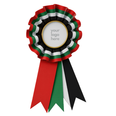 1. Main Custom Printed UAE Flag Rosette Merchlist Print Your Logo on Custom UAE National Day Pin Badge