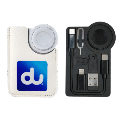 1.0 Main Custom Printed Charging Kit in PU Leather Pouch Your Design or Logo to Custom Charging Kit in PU Leather Pouch