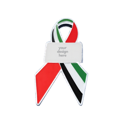 1.0 Main Custom Printed UAE Flag Ribbon Badge Add Your Design or Logo to Custom UAE Flag Ribbon Badge