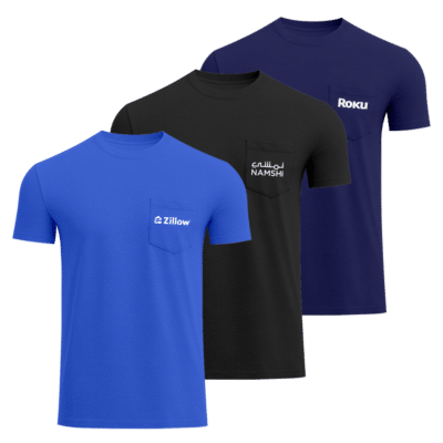 1. Main Custom Printed Luxe Pocket Crew T-shirt Merchlist Print Your Logo on Luxe Round Neck Pocket T-shirt