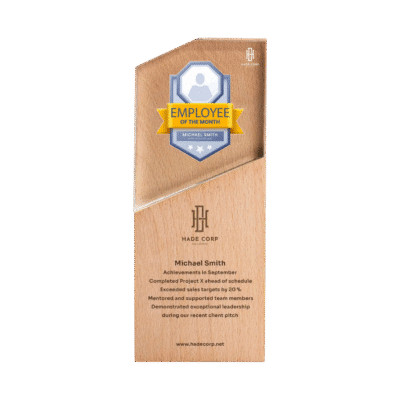 1.0 Main Custom Printed Xylo Wood & Crystal Trophy Add Your Design or Logo to Custom Xylo Wood & Crystal Trophy