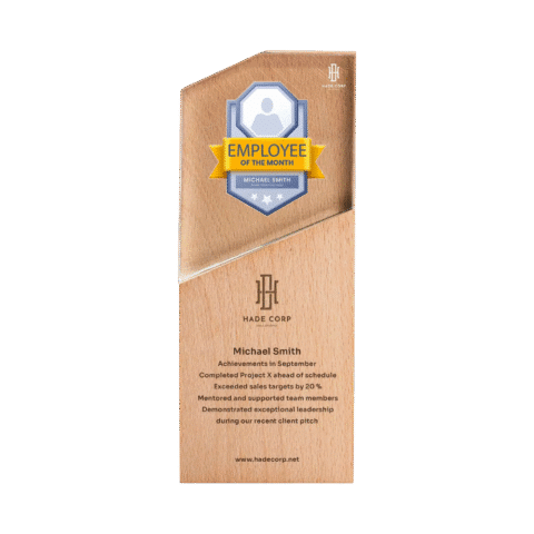 1.0 Main Custom Printed Xylo Wood & Crystal Trophy Add Your Design or Logo to Custom Xylo Wood & Crystal Trophy