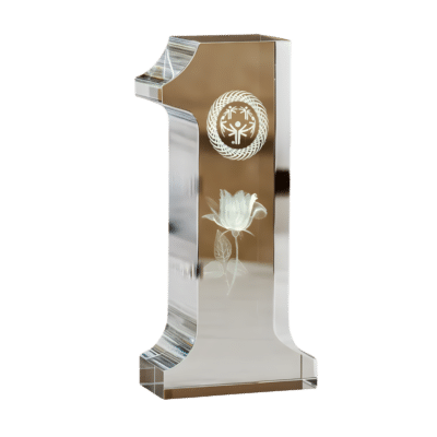 1.0 Main Custom Printed Number One Crystal Trophy Add Your Design or Logo to Custom Number One Crystal Trophy