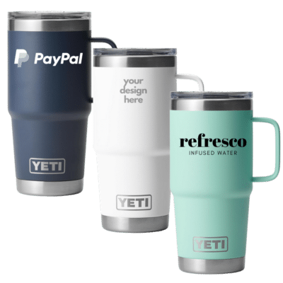 1. Main Custom Branded Yeti Rambler Travel Mug Merchlist Print or Engrave Your Name or Logo on Custom Travel Mug with Handle