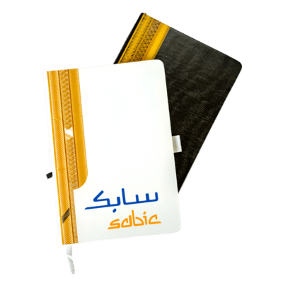 1. Main Custom Printed Arabic Bisht Style A5 Notebook Merchlist Print Your Design or Logo on Arabic Style Bisht Traditional Notebook