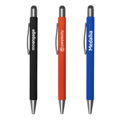 1. Main Custom Printed SoftTouch Metal Pen with Stylus Merchlist Print Your Design or Logo on Custom Soft Pen with Stylus