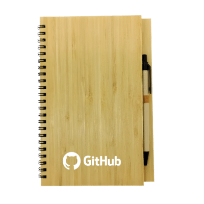 1.0 Main Custom Printed Bamboo Spiral Notebook with Pen Add Your Design or Logo to Custom Bamboo Spiral Notebook with Pen