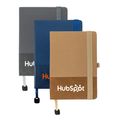 1.0 Main Custom Printed Textured Hardcover A5 Notebook with Bookmark Add Your Design or Logo to Custom Textured Hardcover A5 Notebook with Bookmark