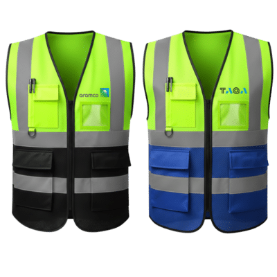 1. Main Custom Printed Two-tone Industrial Safety Vest Merchlist Print Your Logo on Custom Construction Safety Vest