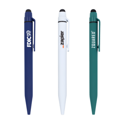 1.0 Main Custom Printed Scroll Rubber Office Pen Add Your Design or Logo to Custom Scroll Rubber Office Pen