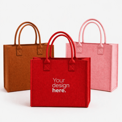 1. Main Custom Printed Felt Tote Bag Merchlist Print Your Design or Logo on Suede Velvet Felt Tote Bag