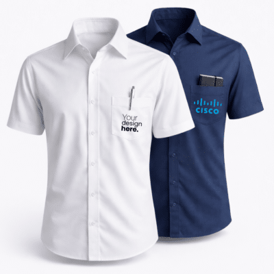 1. Main Custom Short Sleeve Shirt with Pocket Merchlist Print or Embroider Your Company Logo on Short Sleeve Oxford Office Shirt with Pocket