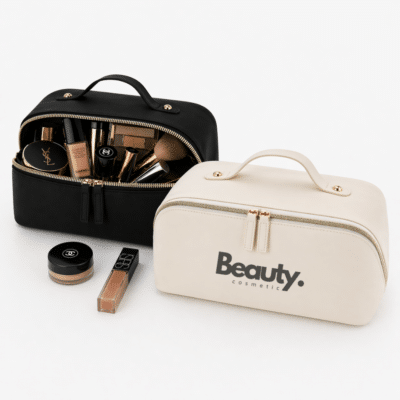 1. Main Custom Printed GLAM Cosmetic Makeup Bag Merchlist Print Your Design Name or Logo on Custom Makeup Cosmetic Travel Makeup Kit