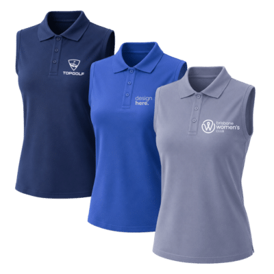 1. Main Custom Printed Sleeveless Polo Tank Merchlist Print or Embroider Your Name Design or Logo on Custom Women's Sleeveless Polo Tank Top for Golf